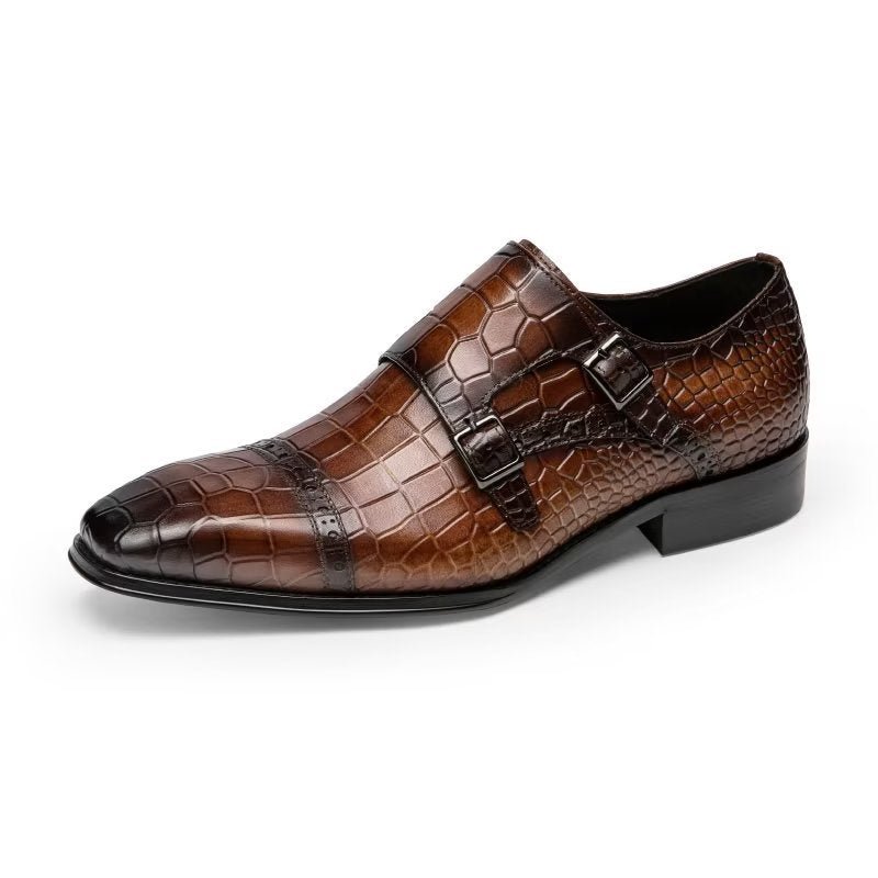 Pánske Spoločenské Topánky Monkstraps - Káva