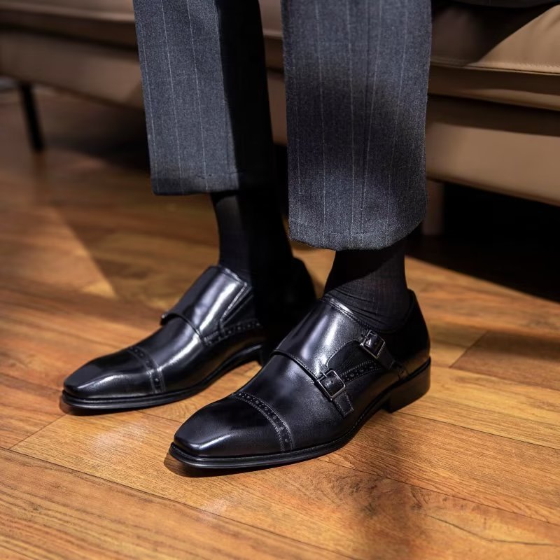 Pánske Spoločenské Topánky Monkstraps - Čierna