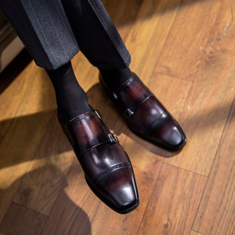 Pánske Spoločenské Topánky Monkstraps - Káva