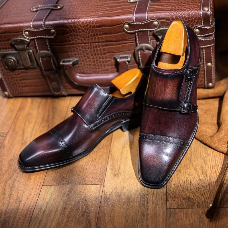 Pánske Spoločenské Topánky Monkstraps - Káva