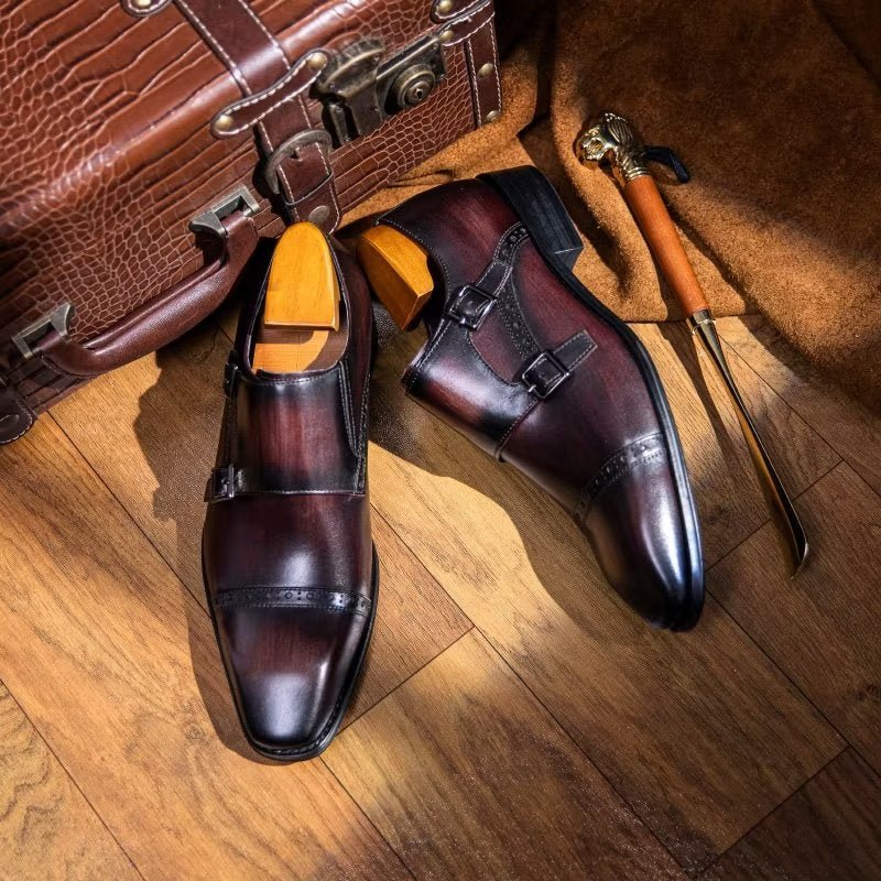 Pánske Spoločenské Topánky Monkstraps - Káva