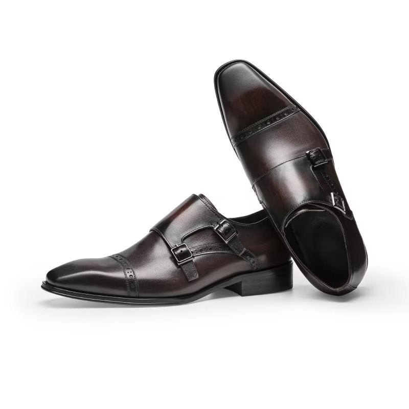 Pánske Spoločenské Topánky Monkstraps - Káva