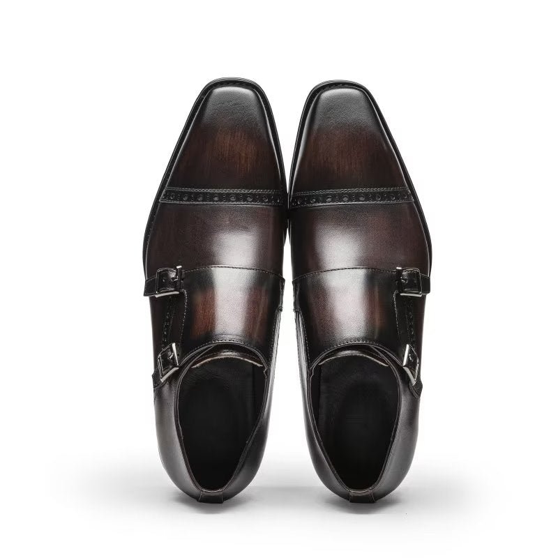 Pánske Spoločenské Topánky Monkstraps - Káva