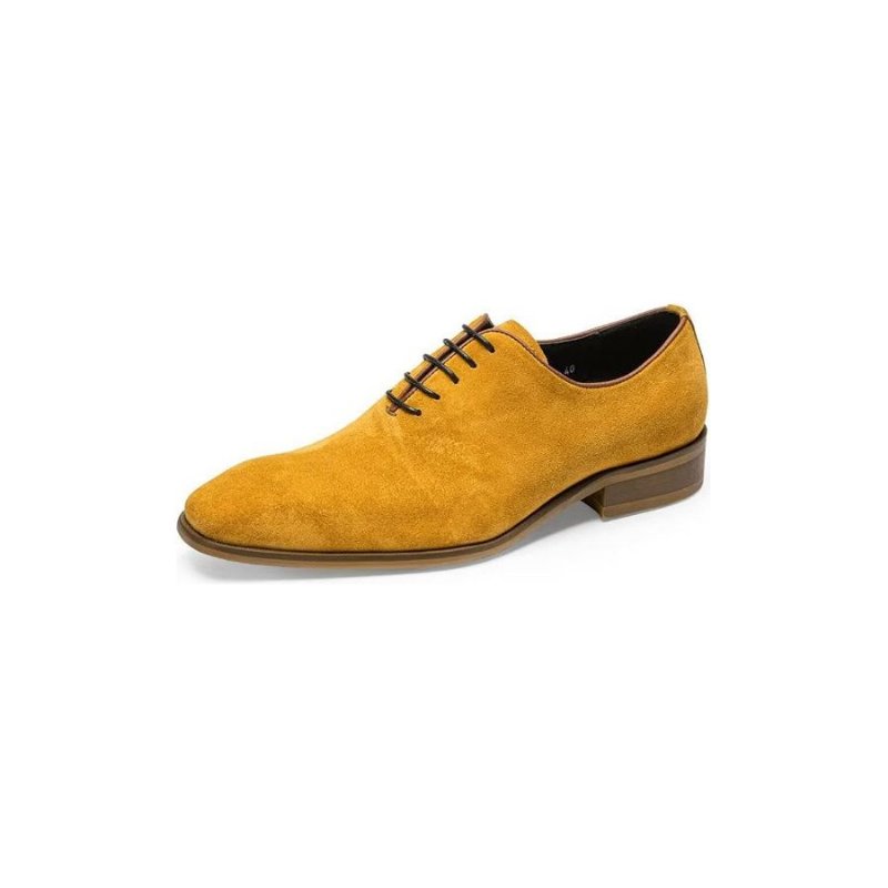 Pánske Spoločenské Topánky Suede Elegance Oxford - Žltá