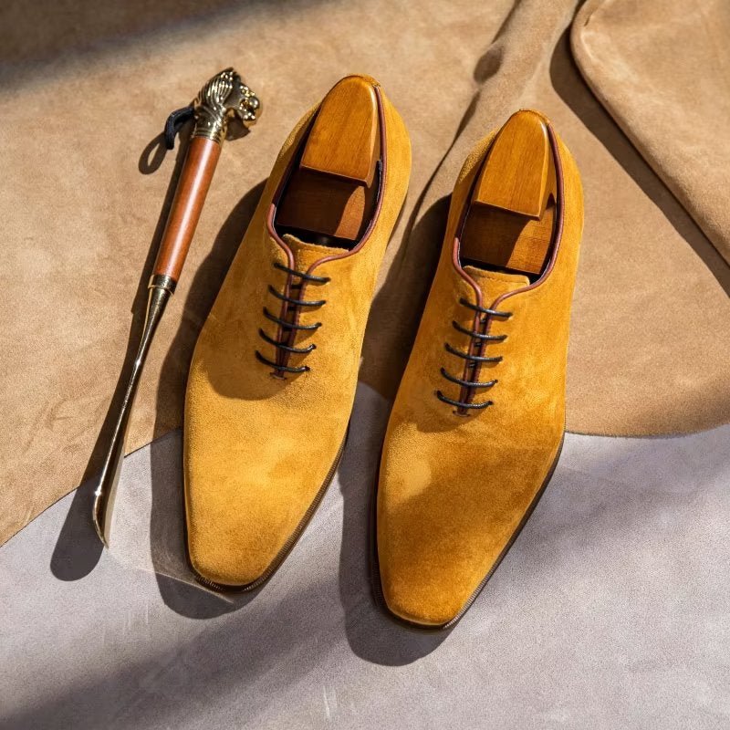 Pánske Spoločenské Topánky Suede Elegance Oxford - Žltá