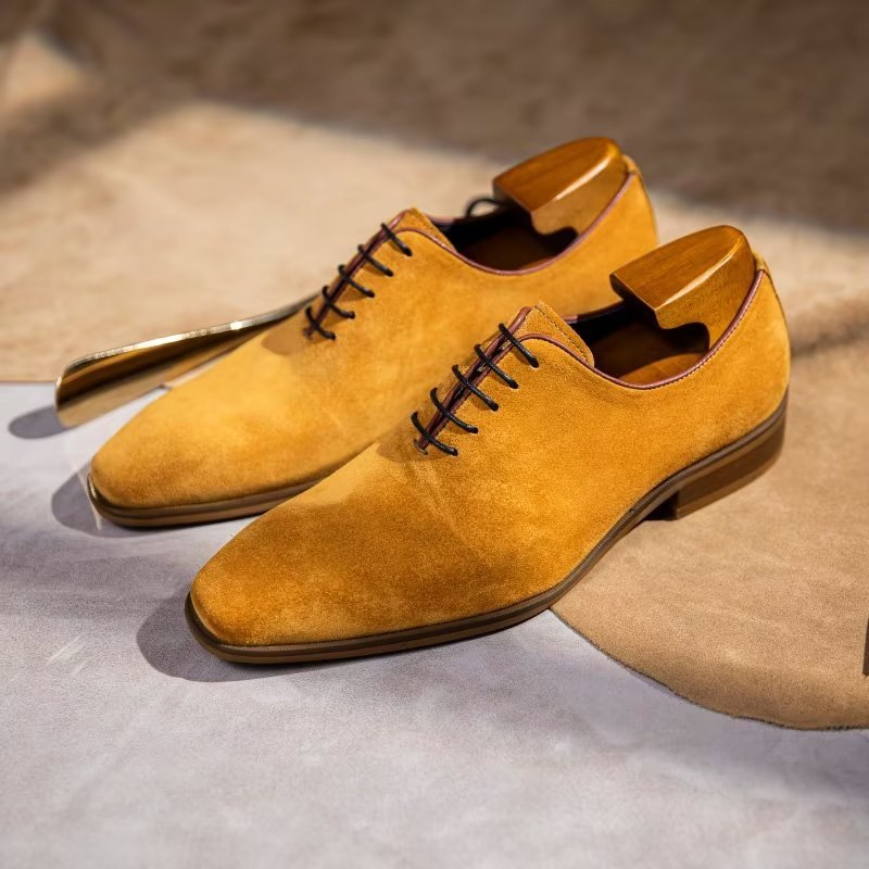 Pánske Spoločenské Topánky Suede Elegance Oxford - Žltá