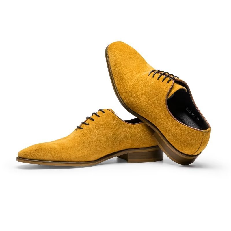 Pánske Spoločenské Topánky Suede Elegance Oxford - Žltá