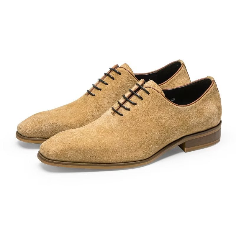 Pánske Spoločenské Topánky Suede Elegance Oxford - Béžová