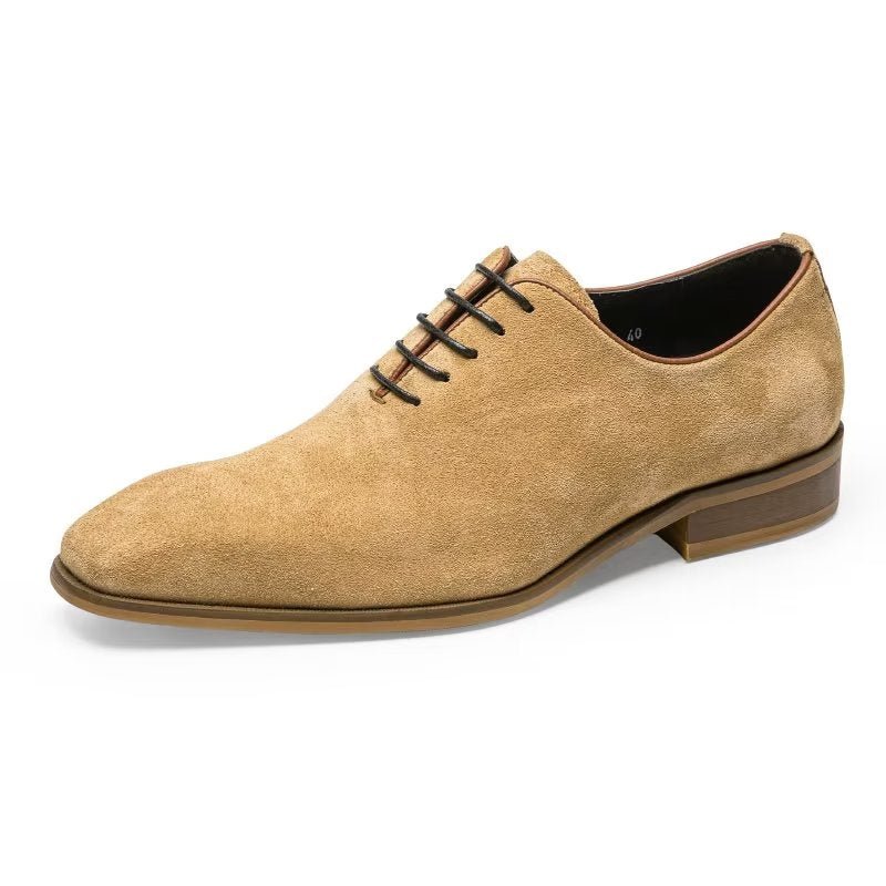 Pánske Spoločenské Topánky Suede Elegance Oxford - Béžová