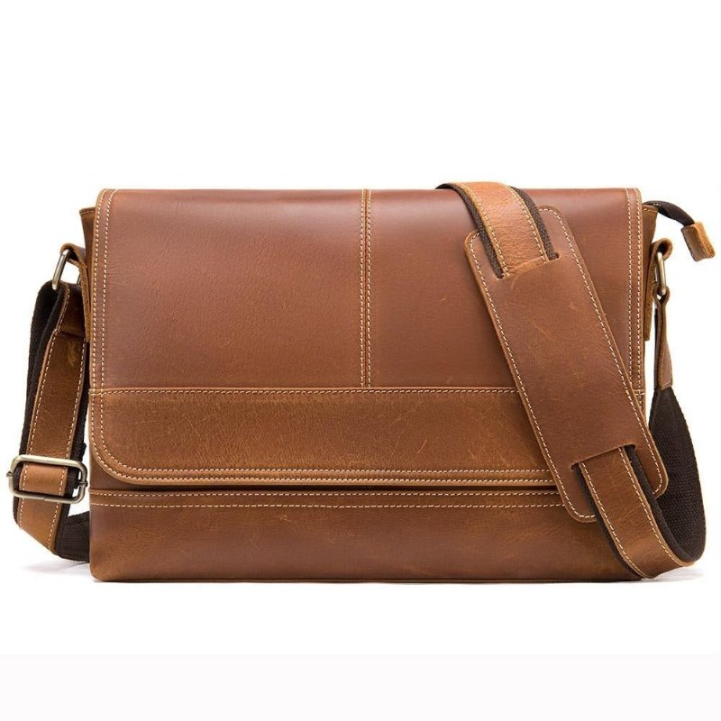 Pánske Tašky Cez Rameno Chic Cover Closure Crossbody Messenger Taška - Káva