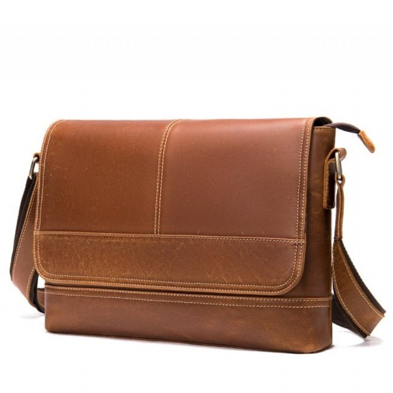 Pánske Tašky Cez Rameno Chic Cover Closure Crossbody Messenger Taška - Káva