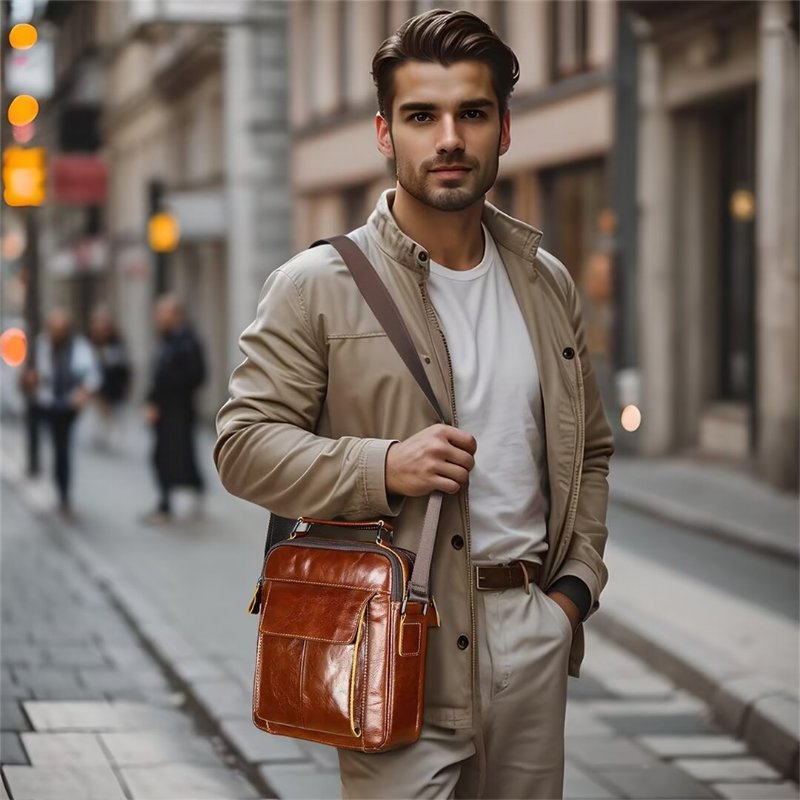 Pánske Tašky Cez Rameno Elegantná Kožená Taška Allure - Hnedá