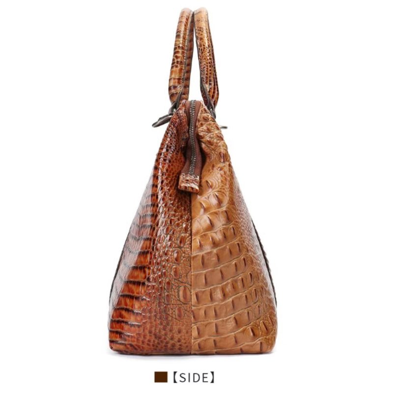 Pánske Tašky Cez Rameno Exotic Crocodile Leather Travel Duffle - Káva