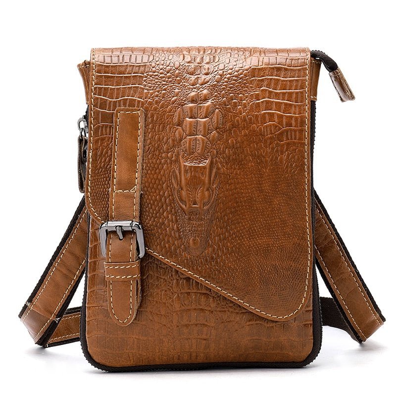 Pánske Tašky Cez Rameno Leather Box Messenger Taška - Káva