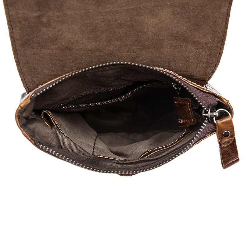 Pánske Tašky Cez Rameno Leather Box Messenger Taška - Káva