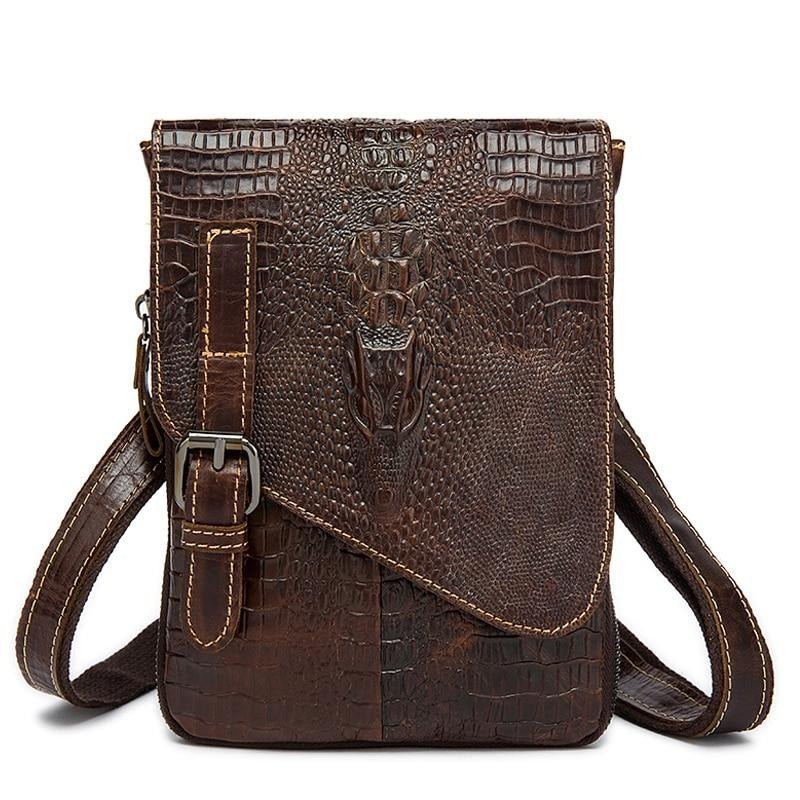 Pánske Tašky Cez Rameno Leather Box Messenger Taška - Káva