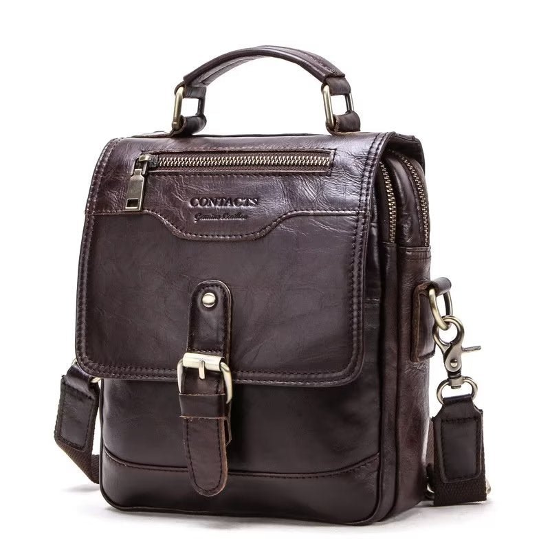 Pánske Tašky Cez Rameno Luxusná Crossbody Taška Messenger Kolekcia Crazy Horse Rugged - Káva