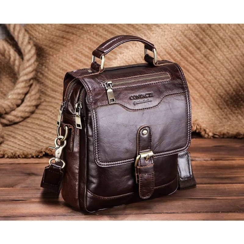 Pánske Tašky Cez Rameno Luxusná Crossbody Taška Messenger Kolekcia Crazy Horse Rugged - Káva