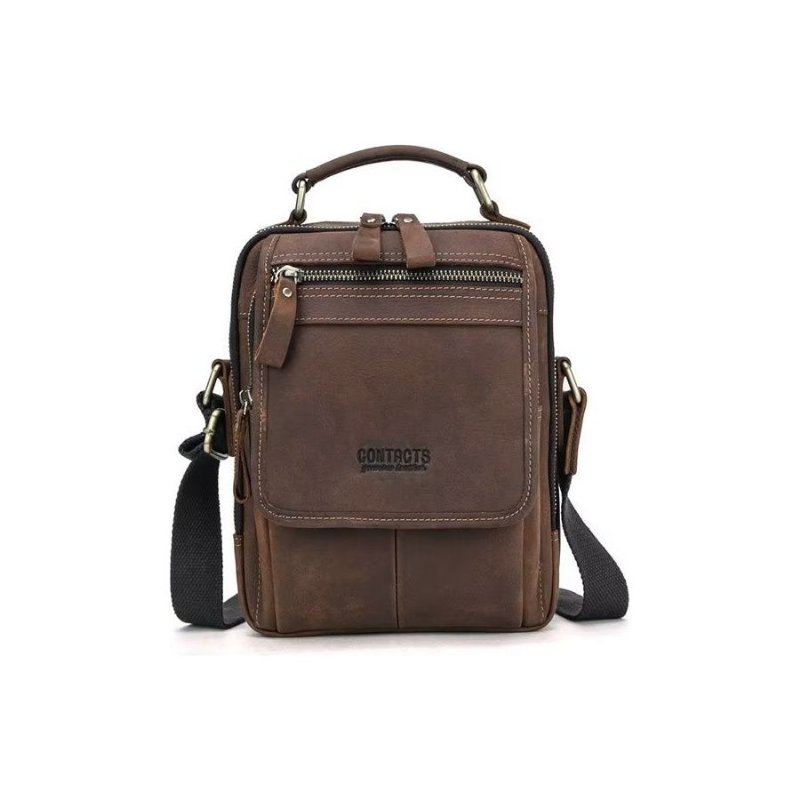 Pánske Tašky Cez Rameno Luxusná Crossbody Taška Messenger Z Kolekcie Crazy Horse Classic - Káva