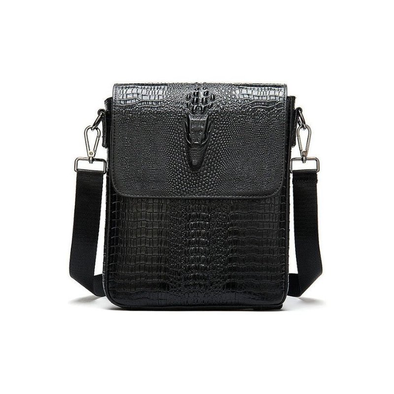 Pánske Tašky Cez Rameno Luxusná Taška Z Krokodílej Kože Vintage Cross-body - Čierna