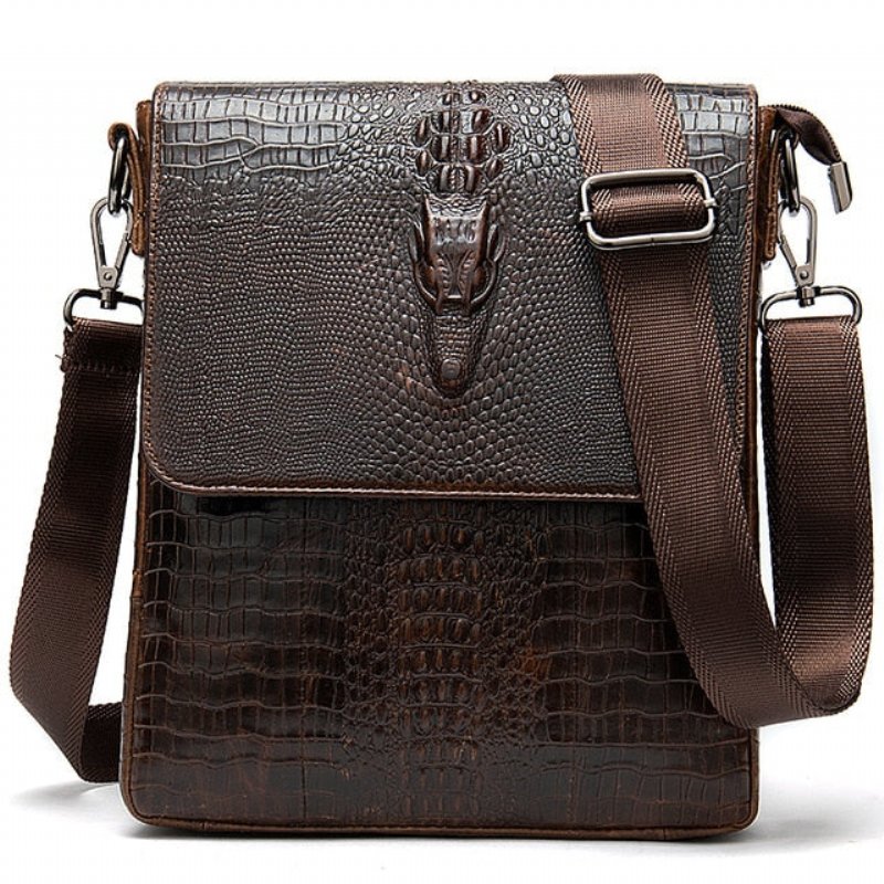 Pánske Tašky Cez Rameno Luxusná Taška Z Krokodílej Kože Vintage Cross-body - Káva