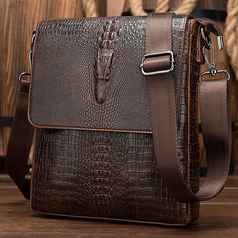 Pánske Tašky Cez Rameno Luxusná Taška Z Krokodílej Kože Vintage Cross-body - Káva