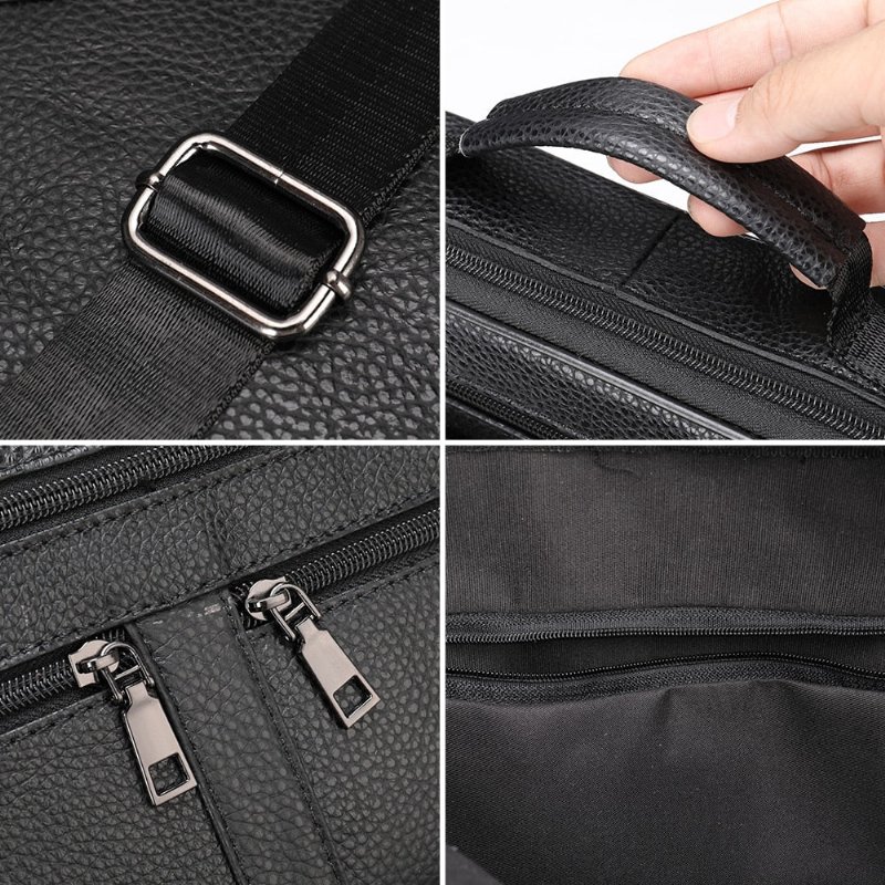 Pánske Tašky Cez Rameno Na Zips Satchel Crossbody Messenger Taška - Čierna