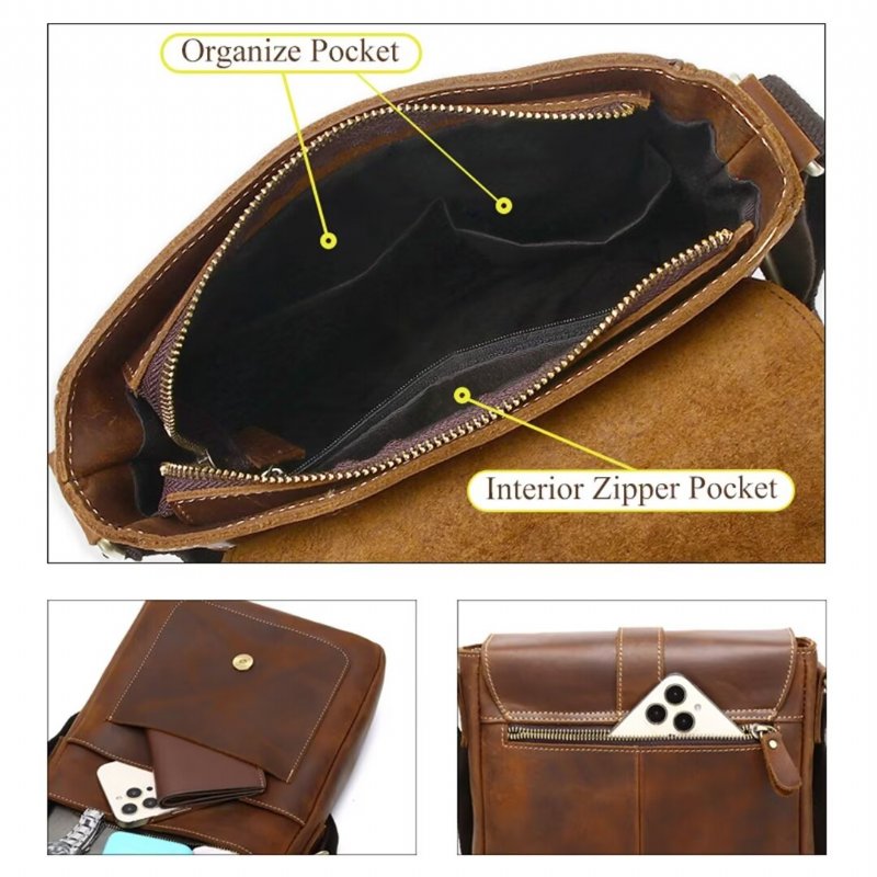 Pánske Tašky Cez Rameno Noble Commuter Leather Tote - Káva