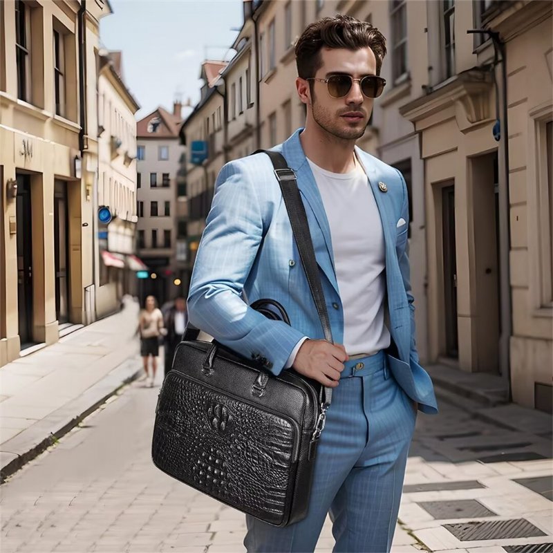 Pánske Tašky Cez Rameno Pinnacle Prestige Alligator Tote - Čierna