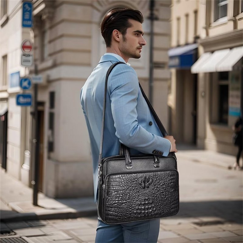 Pánske Tašky Cez Rameno Pinnacle Prestige Alligator Tote - Čierna