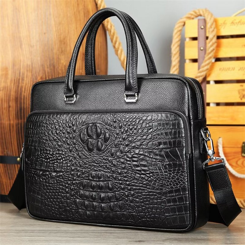 Pánske Tašky Cez Rameno Pinnacle Prestige Alligator Tote - Čierna