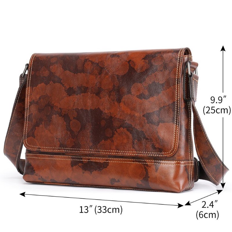 Pánske Tašky Cez Rameno Vintage Zips Crossbody Messenger Taška - Káva