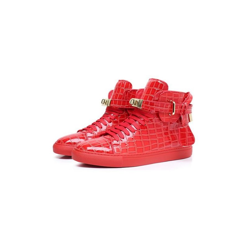 Pánske Tenisky Embossed High Top Designer Flat Sneakers - Červená