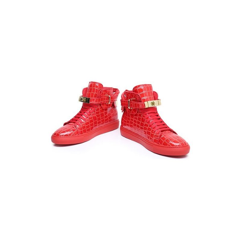 Pánske Tenisky Embossed High Top Designer Flat Sneakers - Červená