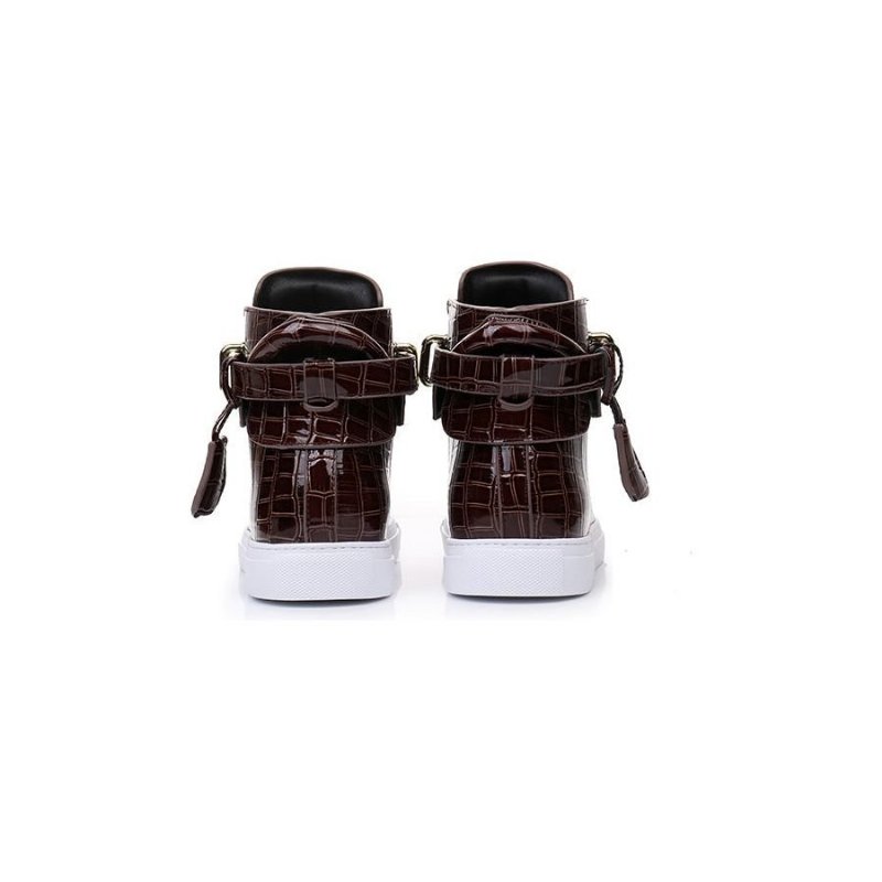 Pánske Tenisky Embossed High Top Designer Flat Sneakers - Káva