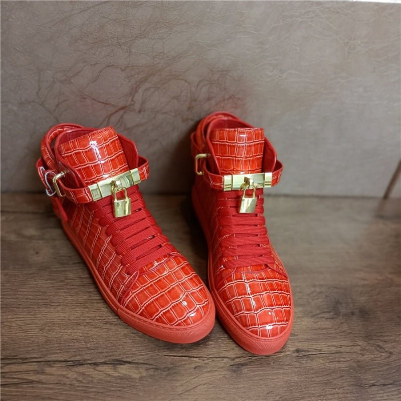 Pánske Tenisky Embossed High Top Designer Flat Sneakers - Červená