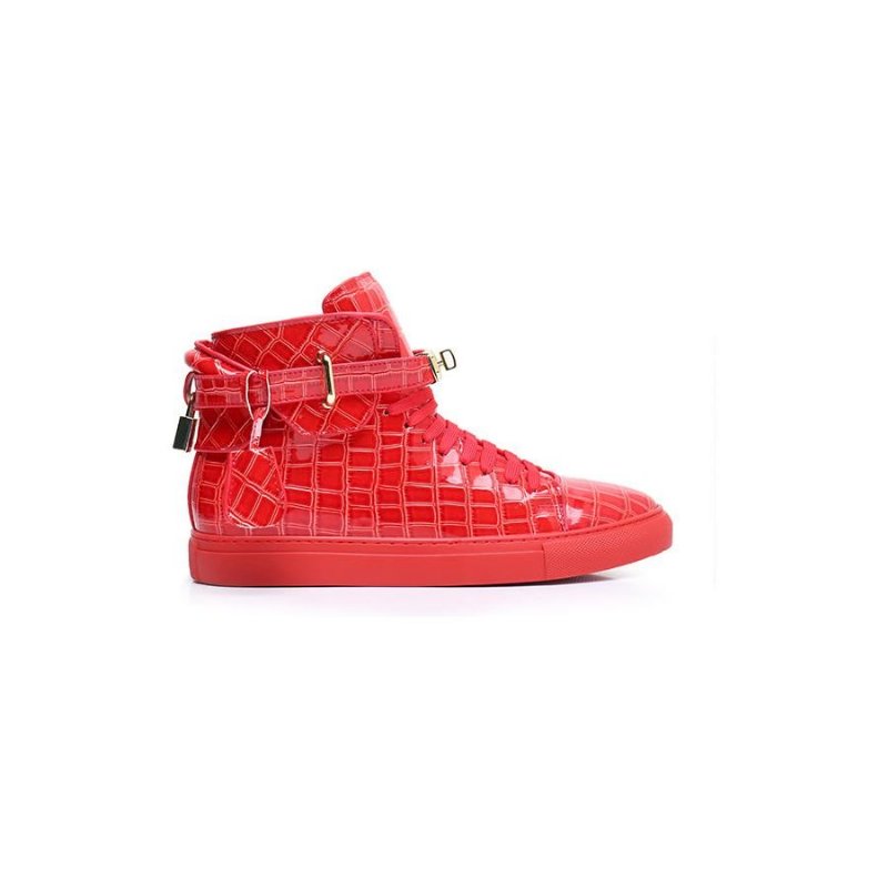 Pánske Tenisky Embossed High Top Designer Flat Sneakers - Červená