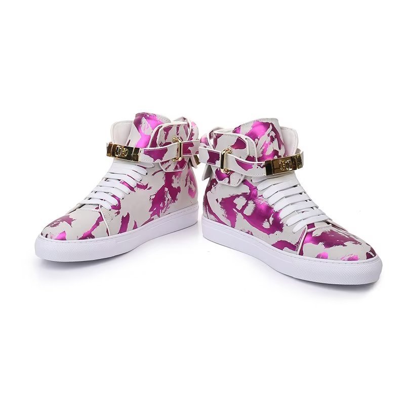 Pánske Tenisky Graffiti Artisan Cow Leather High Top Sneaks - Fialová