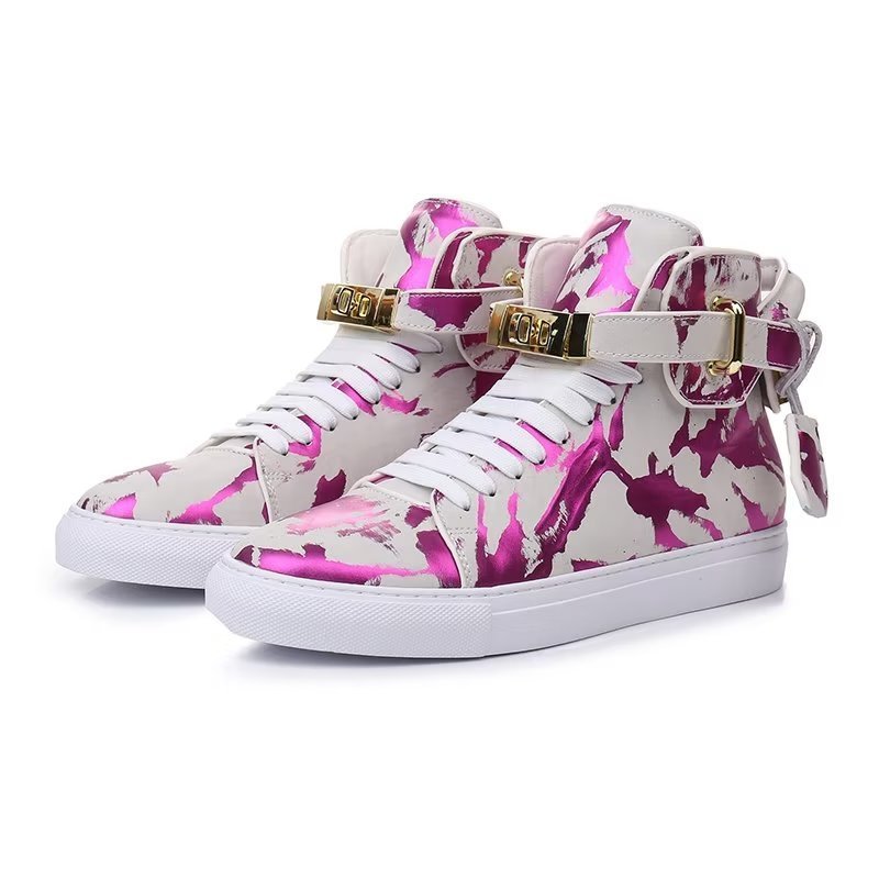 Pánske Tenisky Graffiti Artisan Cow Leather High Top Sneaks - Fialová