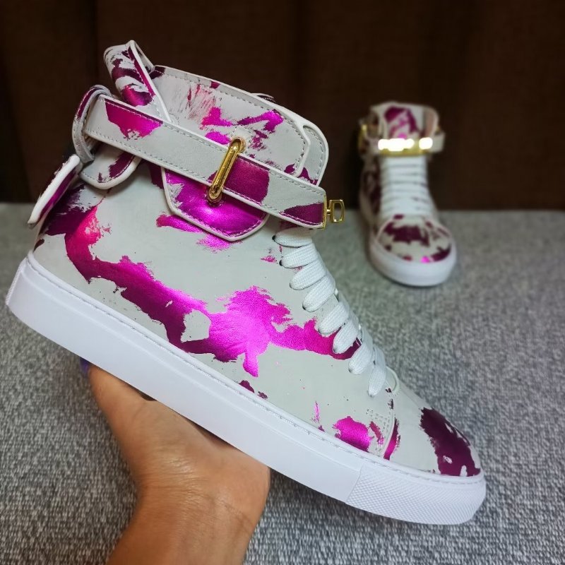 Pánske Tenisky Graffiti Artisan Cow Leather High Top Sneaks - Fialová