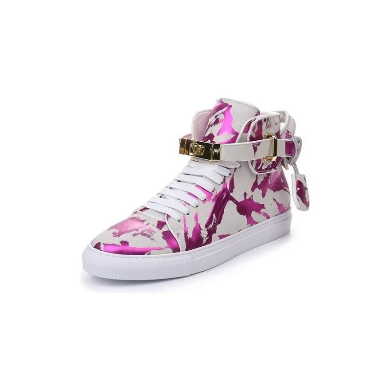 Pánske Tenisky Graffiti Artisan Cow Leather High Top Sneaks - Fialová