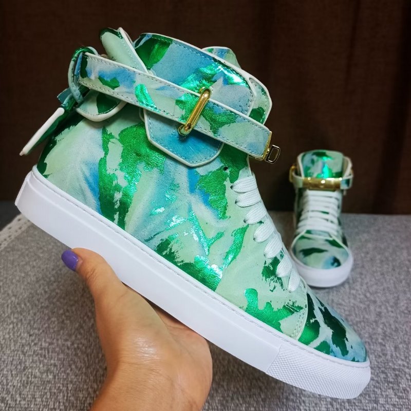 Pánske Tenisky Graffiti Artisan Cow Leather High Top Sneaks - Zelená