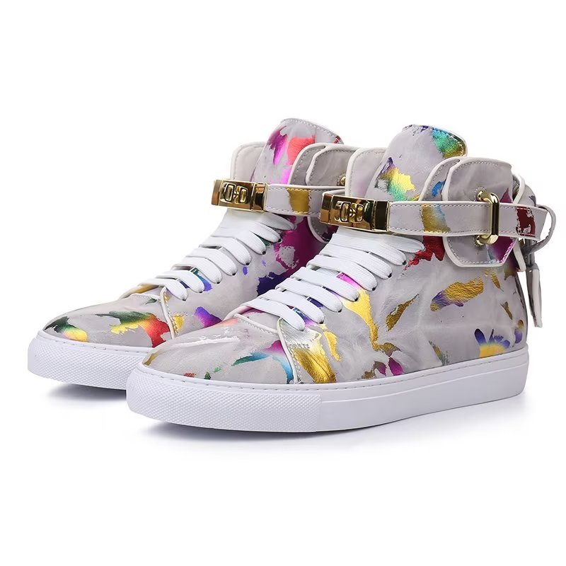 Pánske Tenisky Graffiti Elite Cow Leather High Top Kicks - Viacfarebná