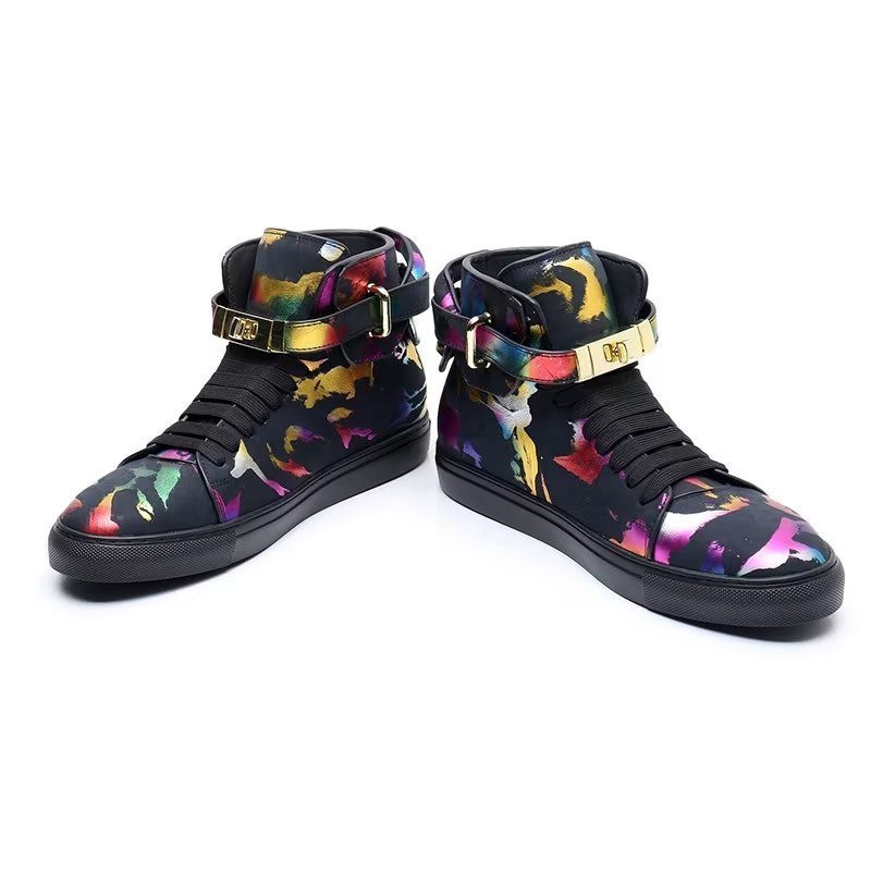 Pánske Tenisky Graffiti Vogue Cowhide High Top Sneakers - Viacfarebné