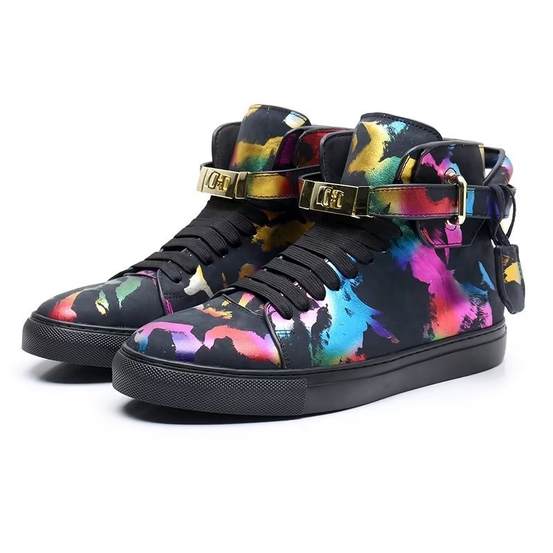 Pánske Tenisky Graffiti Vogue Cowhide High Top Sneakers - Viacfarebné