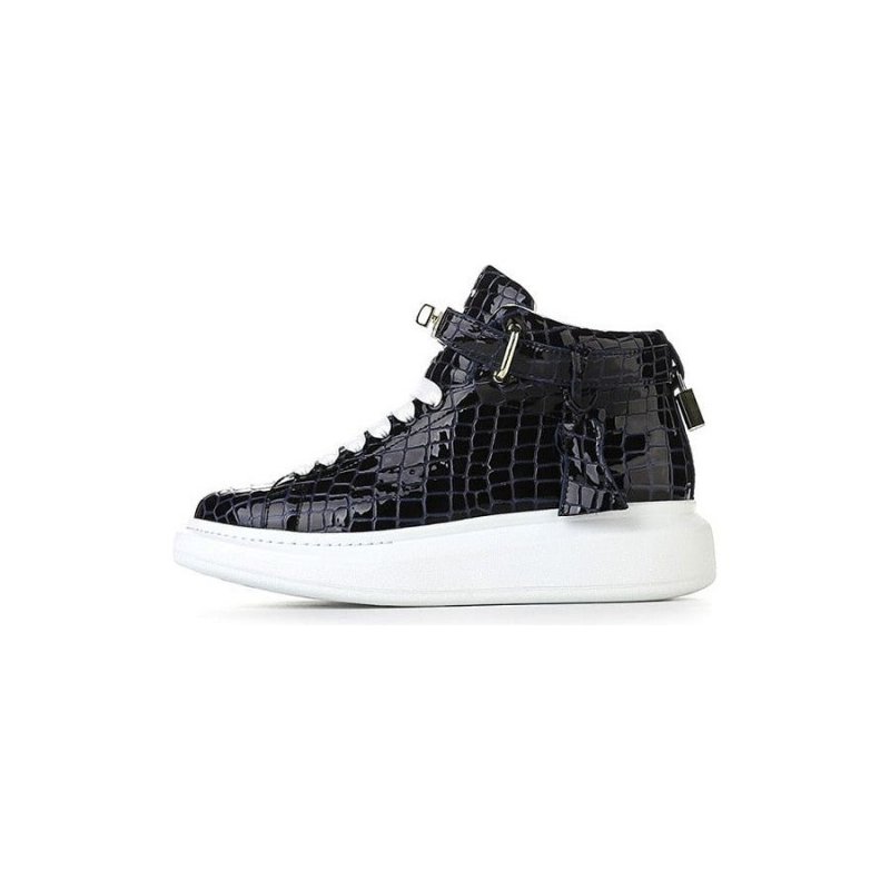 Pánske Tenisky Luxusné Dizajnové Crocemboss High Top - Modrá