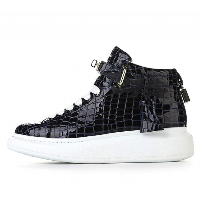 Pánske Tenisky Luxusné Dizajnové Crocemboss High Top - Modrá