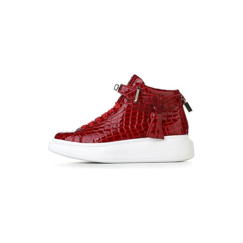 Pánske Tenisky Luxusné Dizajnové Crocemboss High Top - Červená