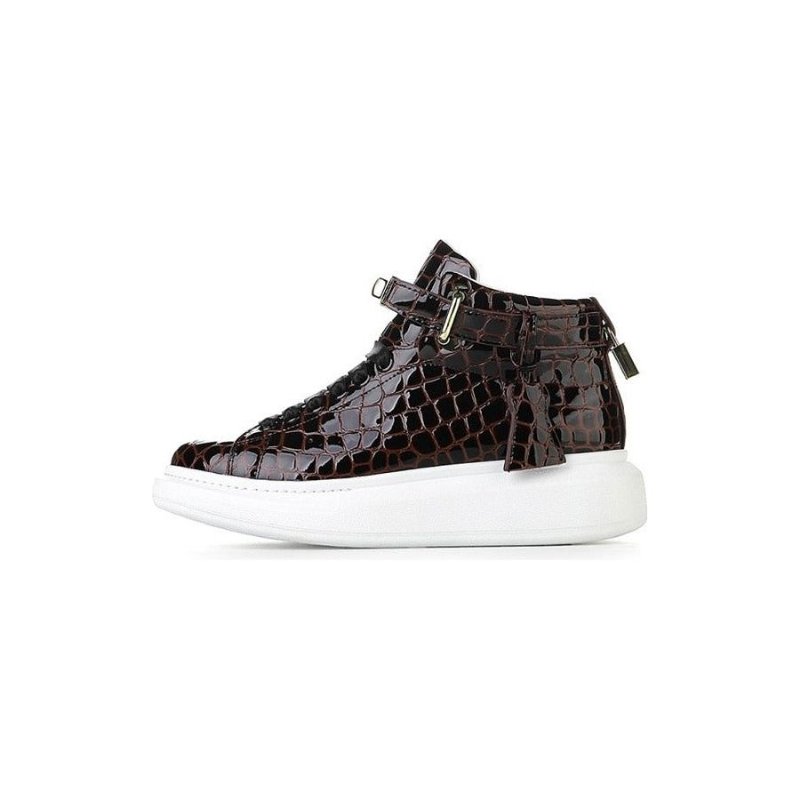 Pánske Tenisky Luxusné Dizajnové Crocemboss High Top - Káva