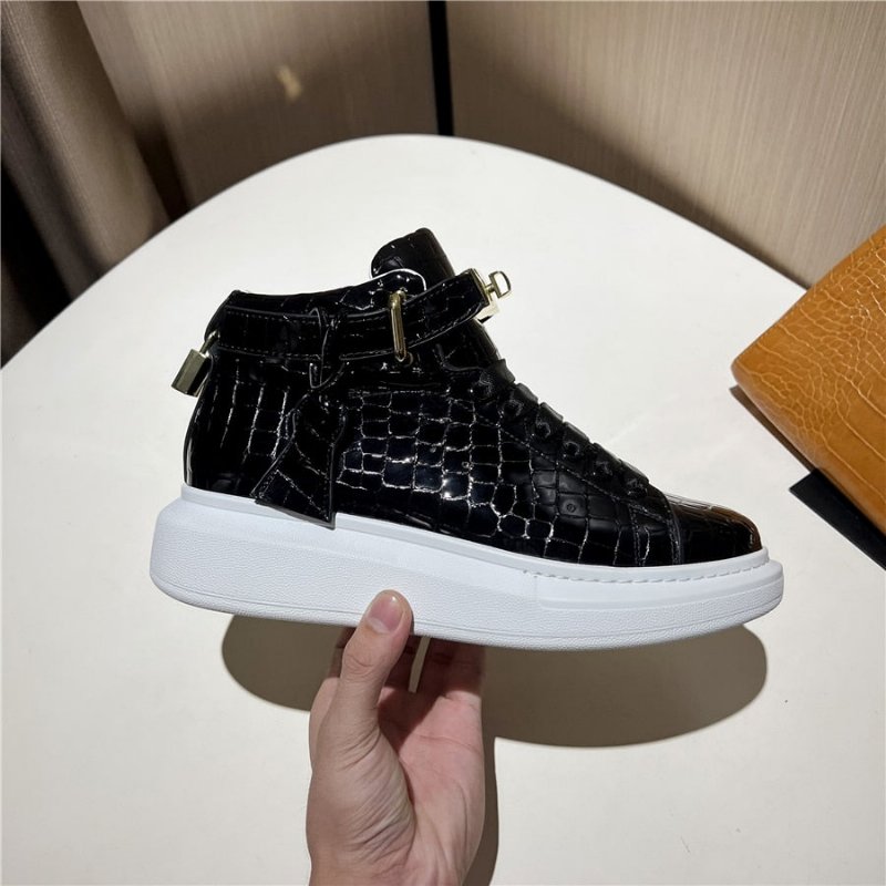 Pánske Tenisky Luxusné Dizajnové Crocemboss High Top - Čierna